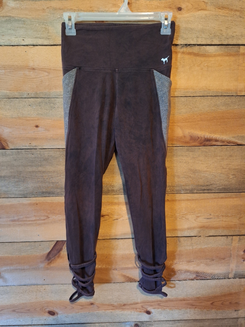PINK Victoria's Secret Brown Leggings with Gray Side Panels